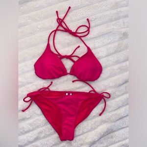 Women’s pink OP string bikini bottom size M, top Size L pre-owned Ocean Pacific